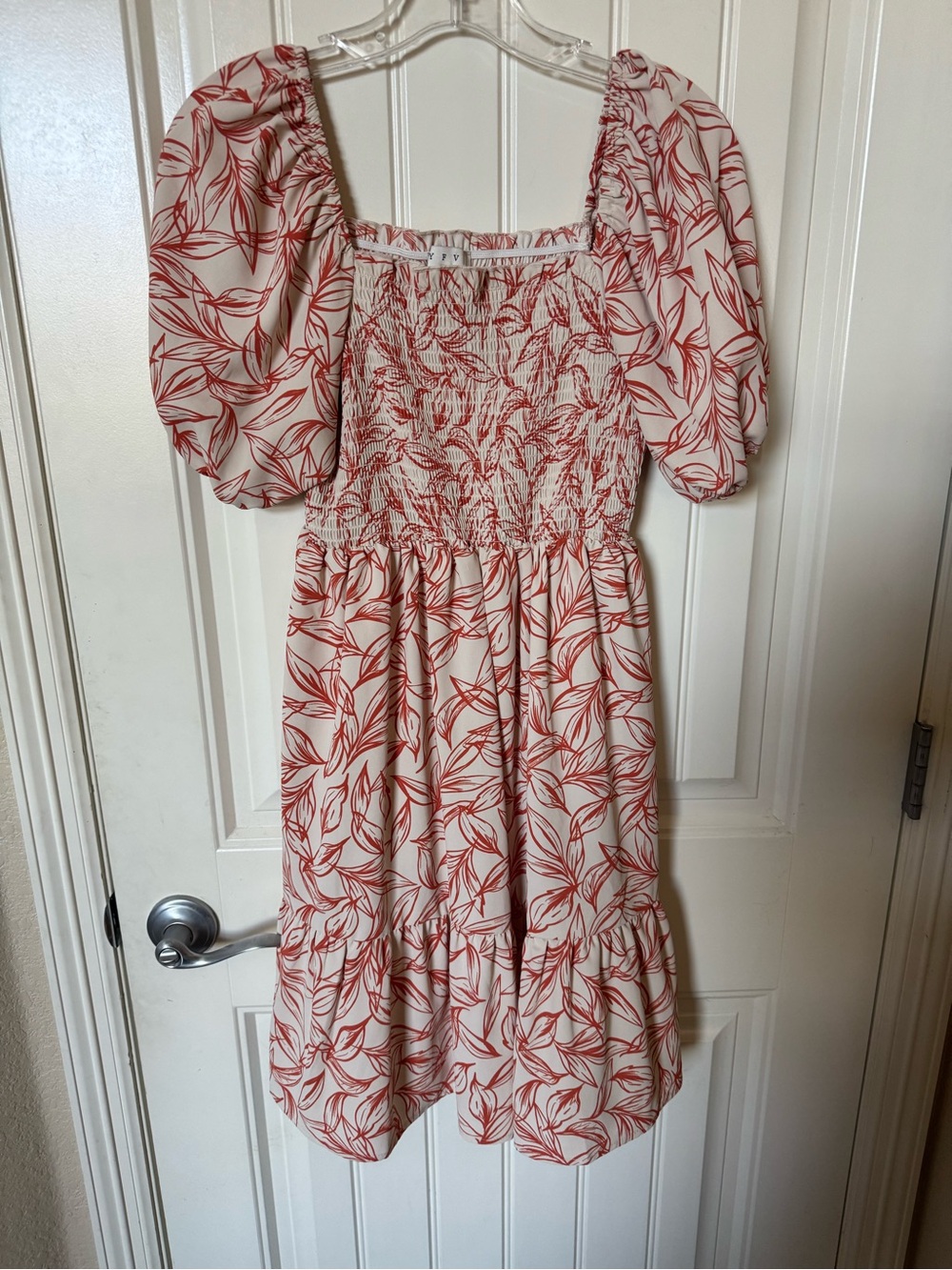 HYFVE Coral Print Smocked Strapless Top